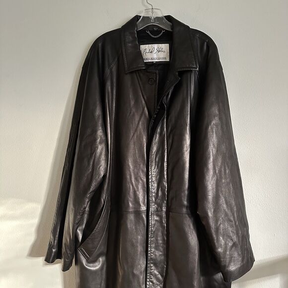 Michael Hoban Men’s XXL NORTH BEACH LEATHER Coat Overcoat Goth Rock 80s - Picture 3 of 16